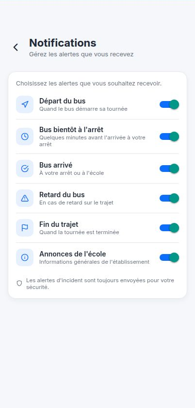 Notifications Bussati pour les parents