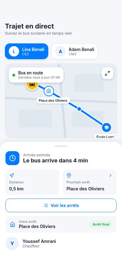 Suivi en direct du bus pour les parents